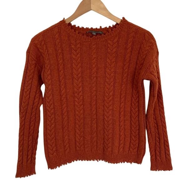 Elliott Lauren Sweaters - Elliott Lauren Womens Cable‎ Knit Sweater Size XS Rust Wool Cashmere Blend